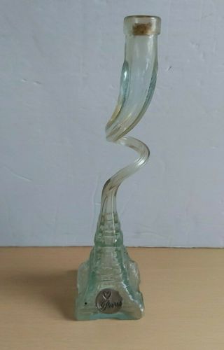 Vintage Decanter Bottle Eiffel Tower Paris Clear Glass Spiral Shape Estate