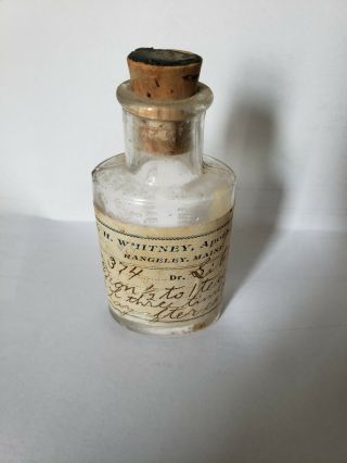 Vintage John Wyeth & Bro Embossed Bottle.  E.  H.  Whitney,  Apothecary,  Rangeley