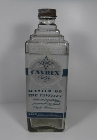 Esco Cavrex Cavity Embalming Fluid Bottle With Label Cap 1930s Usa