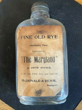 Pre Pro Labeled Half Pint Whiskey The Maryland Fine Old Rye