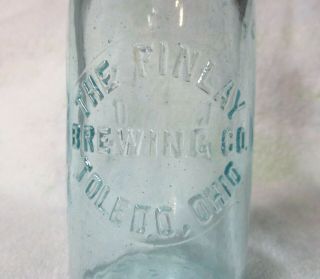 Finlay Brewing Co.  - Toledo,  Ohio Embossed Pony Aqua Blob Top Beer Bottle