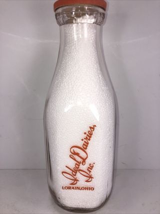 Tspq Milk Bottle Ideal Dairies Inc.  Lorain,  Oh Lorain Co. ,  Ohio