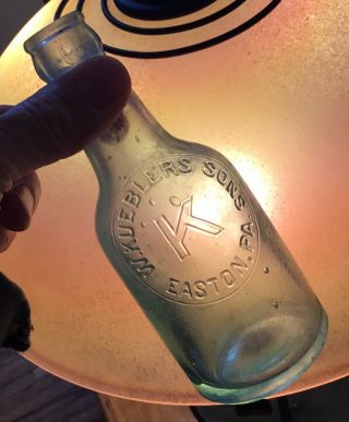 Old Easton Pa Squat Shaped Beer Bottle Kuebler Sons Early 1900s Advertising