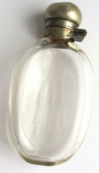 Civil War Era Antique Pocket Flask W Flip Cap Hand Made Glass