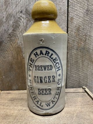 Antique Harlech Mineral Water Co.  Stoneware Ginger Beer Bottle London.  Crude