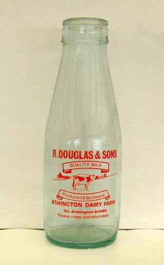 Milk Bottle : Lovely Old Douglas Of Ashington Dairy Northumberland