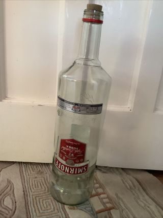 Vintage Large Smirnoff Vodka 3l Embossed Glass Bottle Giant Money Saving Bottle