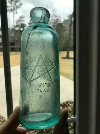 Lone Star Bottling Hutch Soda Bottle F.  C.  M.  Greb Galveston Texas Tx Damage