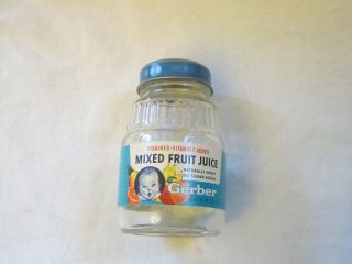 Vintage Gerber Baby Food 4oz Clear Glass Jar Mixed Fruit Juice Empty