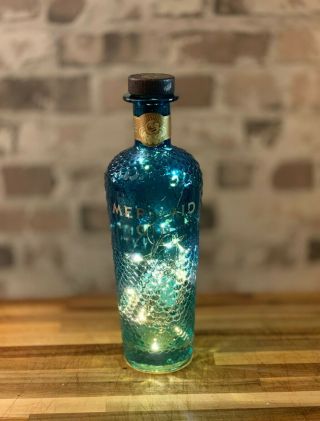 Blue Mermaid Gin Bottle With Led Lights - Decorative Murano Glass Bottle.