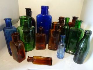 Group Of Unembossed Coloured Medicine Bottles