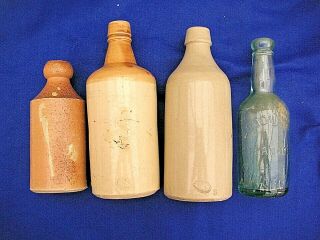 Vintage 4 Assorted Collectable Stoneware Bottles
