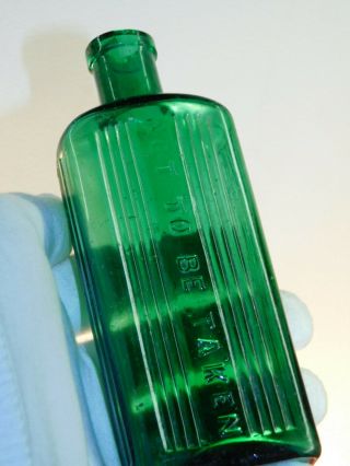 Antique Dark Emerald Green 8 Oz Rare Melbourne Ntbt Poison Old Bottle 1900 