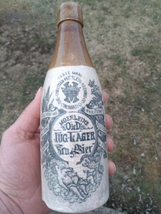 Antique Christian Moerlein Old Jug Lager Ginger Beer Stoneware