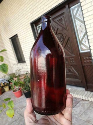 Royal Ruby Red Schlitz Quart Beer Bottle Anchor Hocking Glass 1950’s