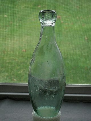 Antique Light Green Hamilton Torpedo Soda Bottle w/Applied Blob 1860 ' s 3