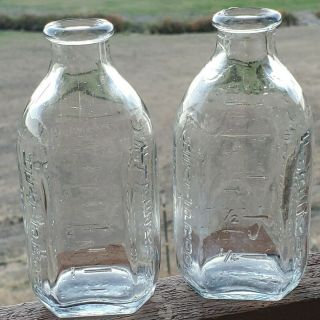 Set Of 2 Vintage Fire King Heat Proof Glass Baby Bottle 4.  75 " Tall 4oz