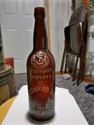 Amber Quart Conrad Seipp Brewing Co Chicago Il Illinois Blob Beer Bottle