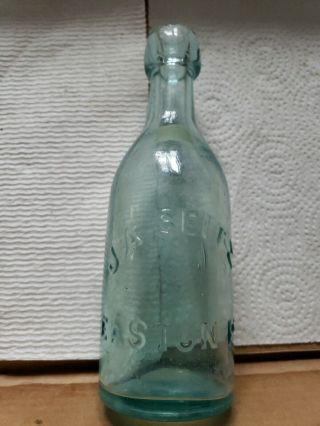 Easton,  Pa/ J.  A.  Seitz/ Aqua Pony Blob Top Beer Soda Bottle/
