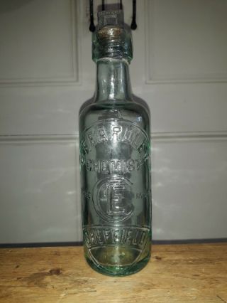 Victorian J.  Feardley Chemist Sheffield Blob Top Thumb Screw Green Glass Bottle