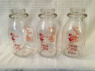 1/3 Quart Milk Bottles Hoffman’s Dairy Telford Gratz Pennsylvania Figure Skater