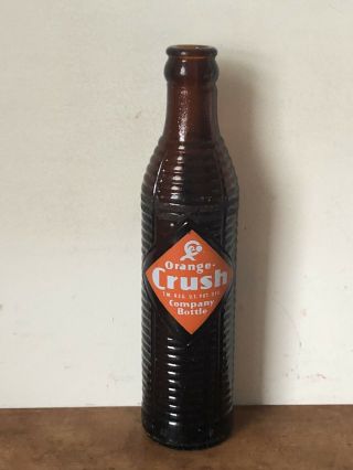 Orange Crush Amber Vintage Empty Glass Soda Bottle Advertising Soda