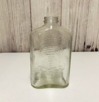Refrigerator Water Bottle 1932 One Quart Glass Embossed Wishing Well Bucket Vtg