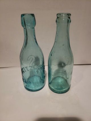 Seitz Bros - Easton Pa - Pair Or Bottles - Blue Aqua - Beer Or Soda Bottles