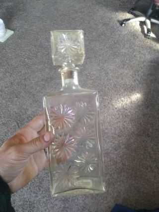 Vintage Clear Glass Bottle With Cork Lid Decanter Whiskey Bottle