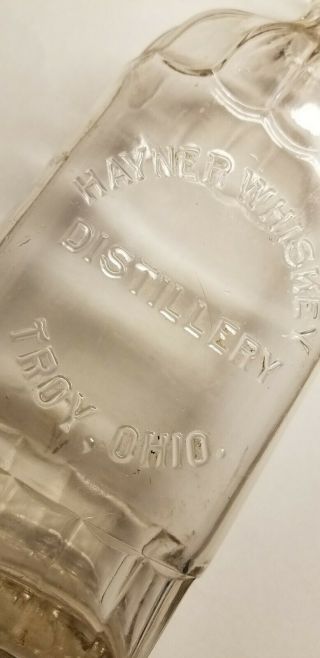 Vintage Hayner Whiskey Distillery Troy Ohio Oval Flask Nov.  30 1897 Pint? Bottle