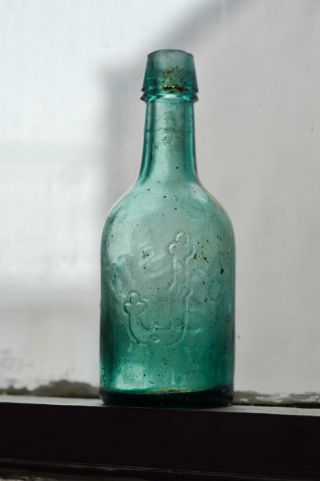 Antique Bottle green JOHNSTON & CO squat soda PA civil war era 2