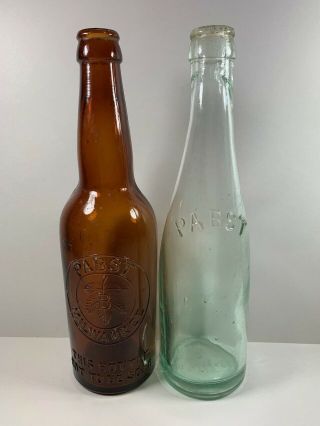 2 Vintage Pabst Beer Bottles 1 Clear Registered 1 Amber Pre - Pro Not To Be