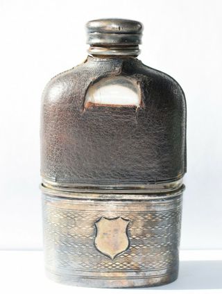 Antique Nimrod Hip Flask,  Vintage Spirit Flask Large Antique Hip Flask Liquor