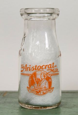 Vintage Scott Powell Dairies Half Pint The Aristocrat Milk Bottle Orange Pyro