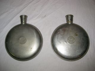 2 Antique Nickel On Brass Cello Hot Water Bottles Pat.  1912 A S Campbell,  Boston