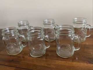 6 - 16 Oz Golden Harvest Clear Drinking Jars With Handle