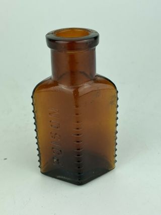 Poison Bottle - Amber - Embossed Poison 3.  5” Bottle