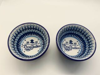 Don Julio 1942 Tequila 2 Salsa Bowls Blue And White 2 " Advertising