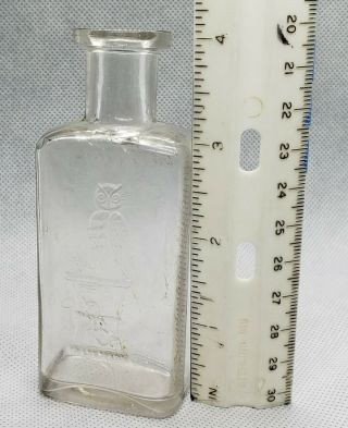 Antique The Owl Drug Co.  Single Wing Medicine Bottle,  Clear