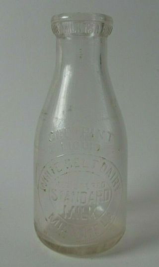 Beautifully Embossed Vintage 1950s Pint Dairy Bottle,  White Belt Dairy Miami,  Fl