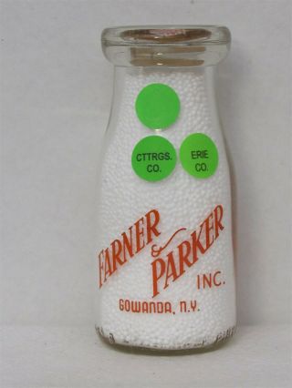 Trphp Milk Bottle Farner & Parker Dairy Farm Gowanda Ny Comical Glass & Cookie 1