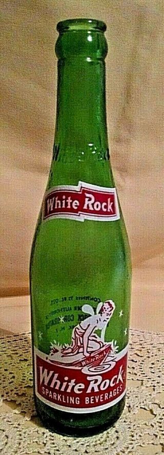 White Rock Bottle Vintge Green Glass 12 Oz Soda Drink Sparkling Red White Fairy.
