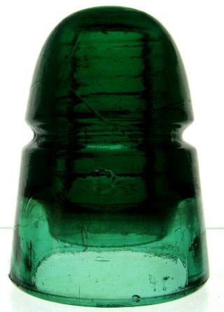 Cd 145 Emerald Green " B " Antique Glass Telegraph Insulator Beehive