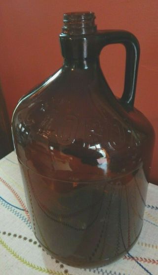 Vintage Glass Clorox Bottle Embossed Amber Brown Gallon Jug 64 Oz No Lid