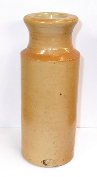 Antique Doulton Lambeth English Light Brown Crock Bottle With Impressed Mark