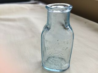 Phillips Milk Of Magnesia Pat.  1906 Mini Sample Medicine Bottle Ice Blue