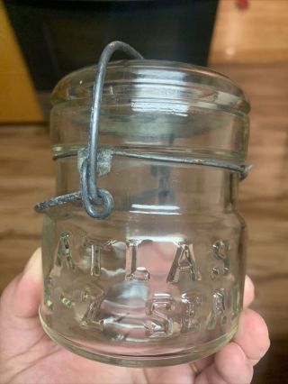 Vintage Antique Clear Fruit Jar 1/2 Pint - Atlas E - Z Seal -