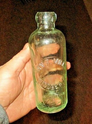 Antique Hutch Soda Bottle Dan R.  Mills Windber,  Pa /