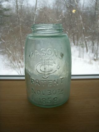 Antique Midget Masons Patent Nov 30th 1858 Canning Fruit Jar