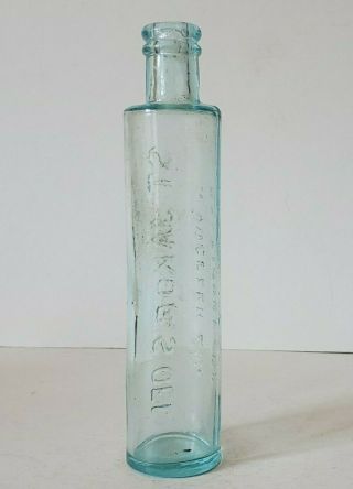 Vtg Antique Aqua Glass Bottle Embossed St Jakobs Oel Baltimore Md Usa 6 1/2 " H